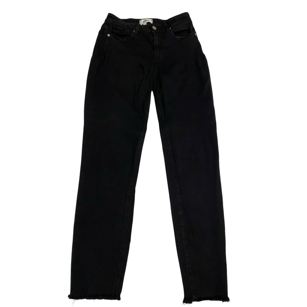 PAIGE Hoxton Ankle Jeans Womens 27 Black Skinny High Rise Raw Frayed Hem Stretch